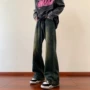 水洗宽松美式直筒微喇裤