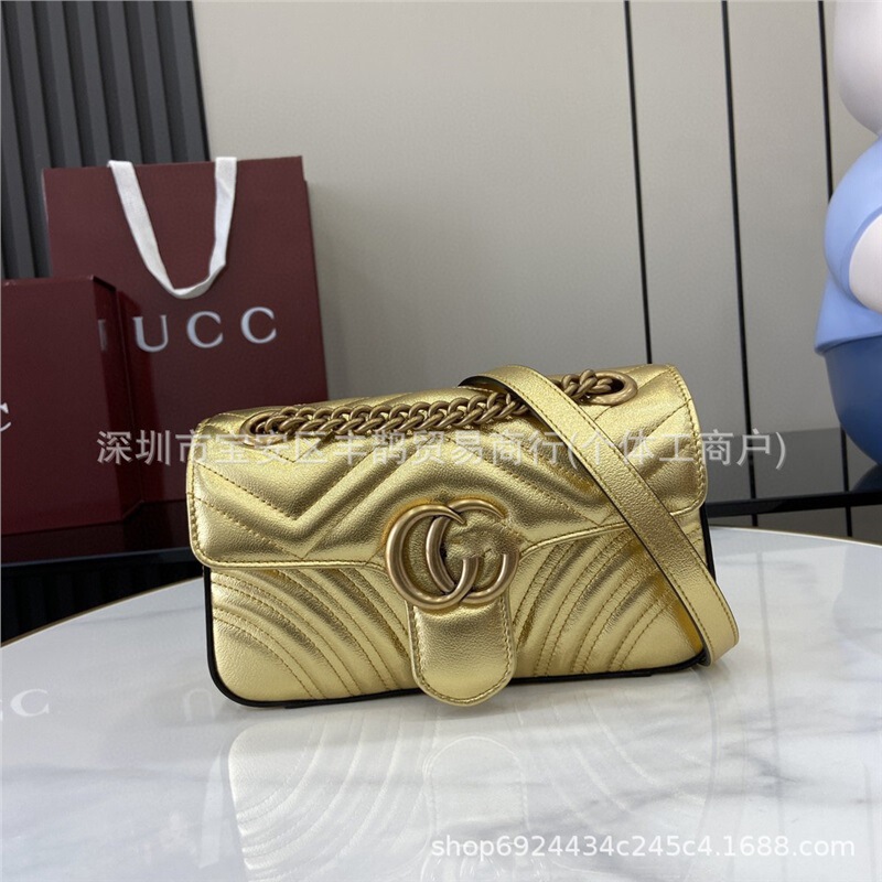 Classic Cool Gg Women's Bag Marmont Series Small Shoulder Crossbody Bag First Layer Cowhide Export Classic Cool Gg Women's Bag Marmont Series Small Shoulder Crossbody Bag First Layer Cowhide Export