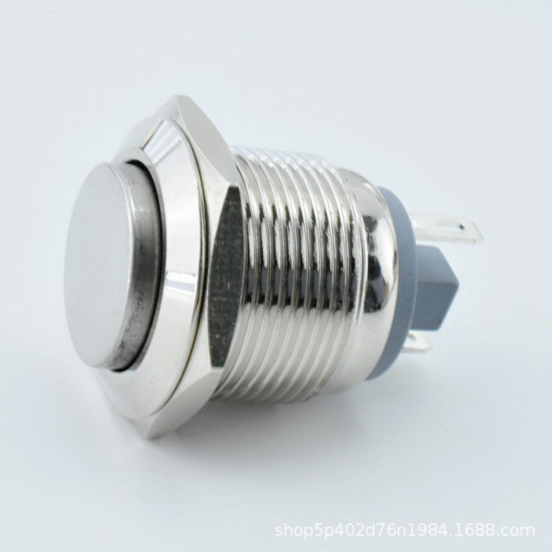 19MM金属按钮开关 自复位不锈钢启动防水开关 高头圆形按键开关