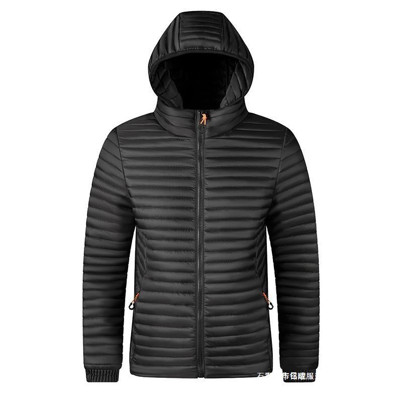 Cross-Border Foreign Trade Amazon New Style Thin Striped Plaid Cotton Jacket for Men, Winter Thickened down Cotton Coat, Ribbed Cotton Padded Jacket