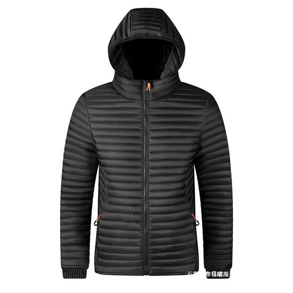 Cross-Border Foreign Trade Amazon New Style Thin Striped Plaid Cotton Jacket for Men, Winter Thickened down Cotton Coat, Ribbed Cotton Padded Jacket