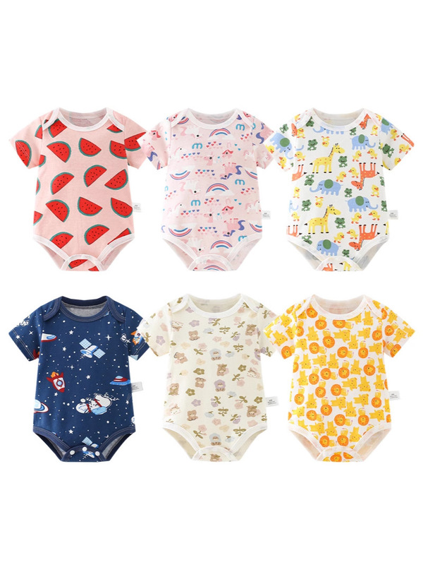 ベビーローブ春と秋の三角クライミング半袖ベビーコットン0-1歳の女の子用ワンピース服2025|undefined