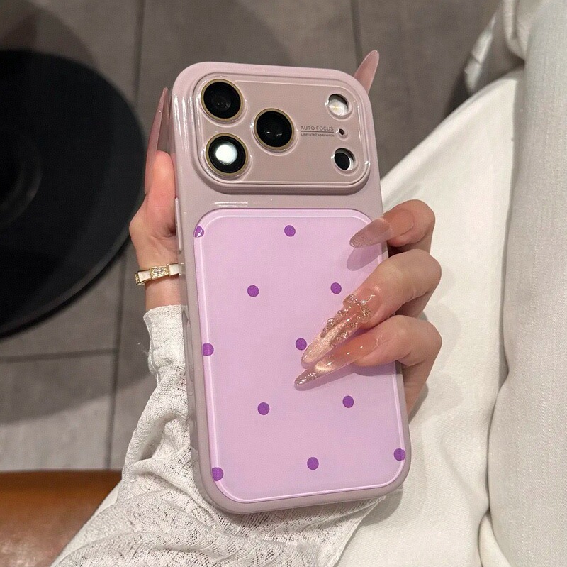 New Polka Dot Large Window Phone Case Suitable for iPhone 17 Pro Max, Simple 3D Full-Cover Case for Apple 16, 15, and 14
