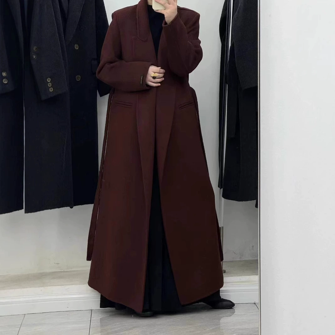[Анкора красный удлиненный] Двустороннее кашемировое пальто женское осеннее и зимнее новое колено высокого уровня корейского пальто