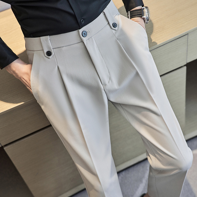 Vatican Waugh FW4739 2023 Spring Nine points Casual pants Korean Edition British style Self cultivation Elastic force Youth Western-style trousers