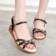 Genuine Leather Sandals, Summer Women's Sandals, Low-Heeled Soft-Soled Flats Sandals, Non-Slip, Comfortable and Versatile, Large Size Mother's Shoes 42