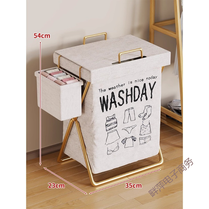 Foldable Laundry Basket, foldable bedroom storage bin, fabric hamper with side sock pocket, multi-size