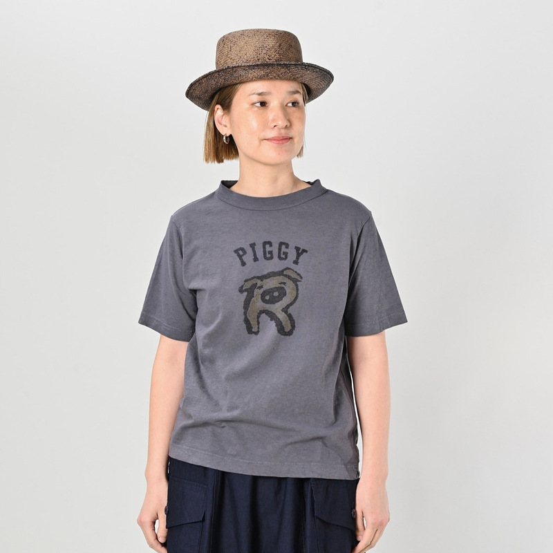 日韩新款百搭通勤复古简约男女同款45r前后小猪竹节棉情侣T|undefined
