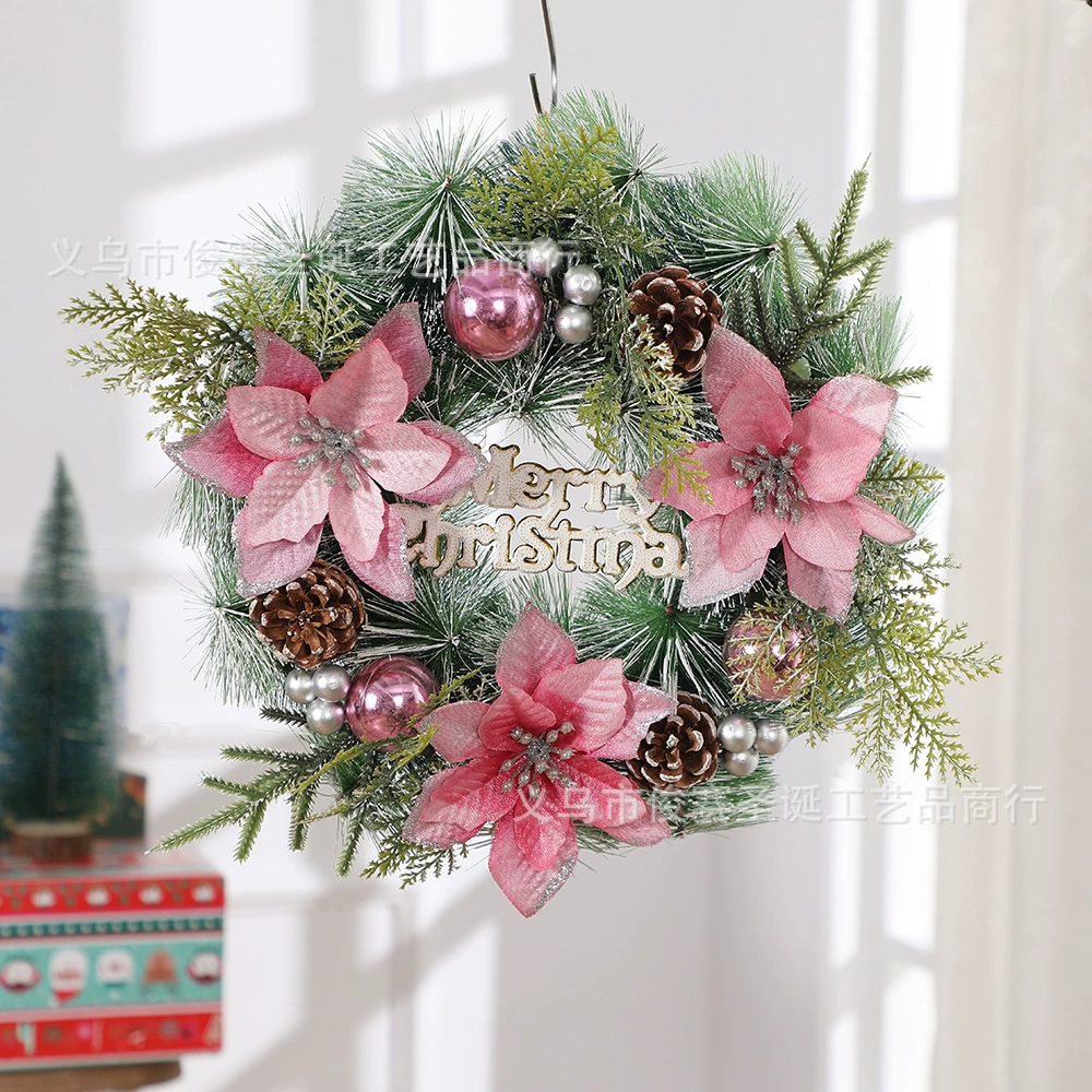 Christmas decorations wreath scene layout door hanging Christmas pine ring Christmas tree hanging pendant scene layout props