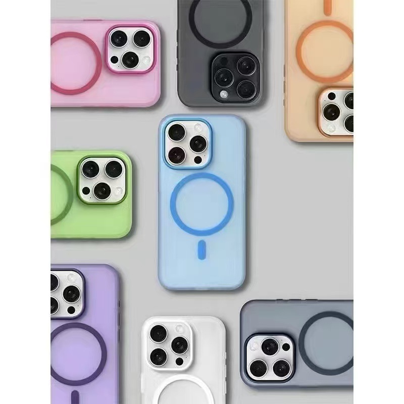 Apunción magnética de color fluorescente simple para iphone16ProMax funda para teléfono móvil 13 sensación de piel 14 Apple 15 hombres y mujeres 16