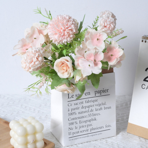 Simulated flower 7-head chrysanthemum, mixed flowers, hydrangea, dandelion, small bunch of flowers, home living room, hotel, wedding picnic decoration