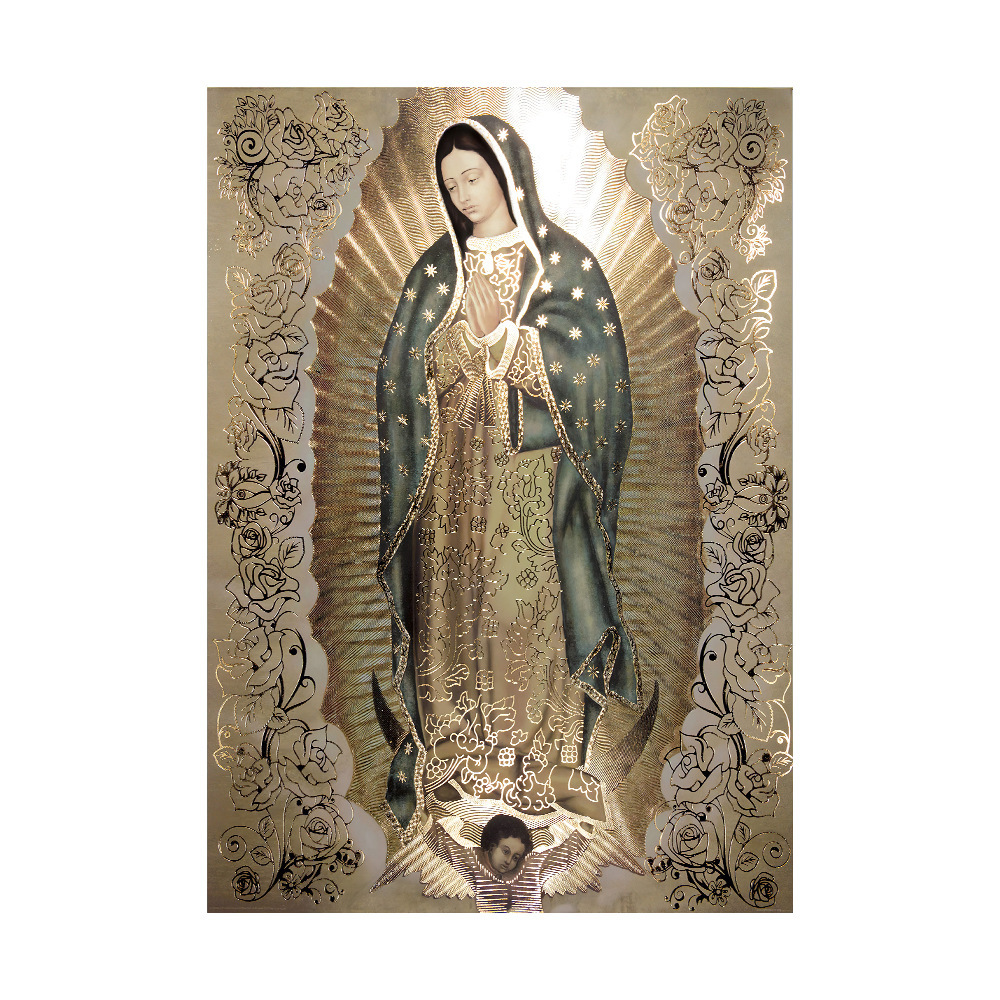 Señora de Guadalupe decoración del hogar lienzo pintura sala de estar Fondo colgante de pared pintura cartel sin marco pintura en aerosol núcleo