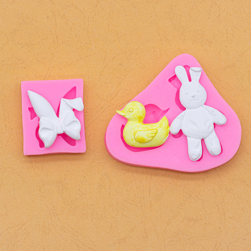 Orejas de conejo arco dibujos animados conejo pato molde silicona hornear decoración chocolate fondant Accesorios
