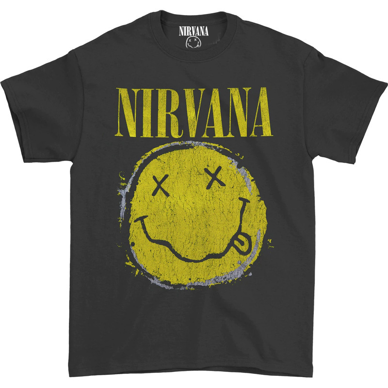 New Nirvana Nirvana Band Cobain Rock Worn Out Smiley Retro Men's T-shirt