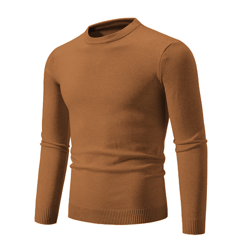Men's Clothing Retro Minimalist Solid Color Classic Solid Color Crewneck Sweater For Men - Versatile Knit Pullover Top For Casual Wear & Layering_voghion.com