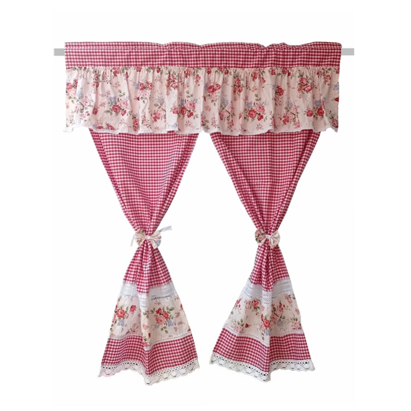 Fabric Long and Short Door Curtain Small Curtain Bedroom Kitchen Bathroom Cloth Curtain Pastoral Style C12