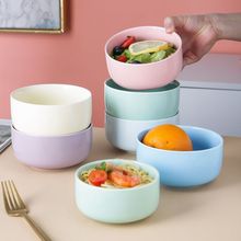家用陶瓷饭碗可爱高颜值彩色瓷碗5寸4.5寸餐具碗具套装吃饭碗厚实