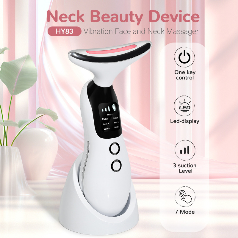 外国貿易向けクロスボーダー美顔器 首用美容器 加熱機能付き 首と顔両用 ほうれい線・首のしわマッサージ器|undefined
