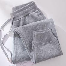 100纯棉休闲裤运动裤男纯色休闲宽松束脚卫裤男女款长裤潮男