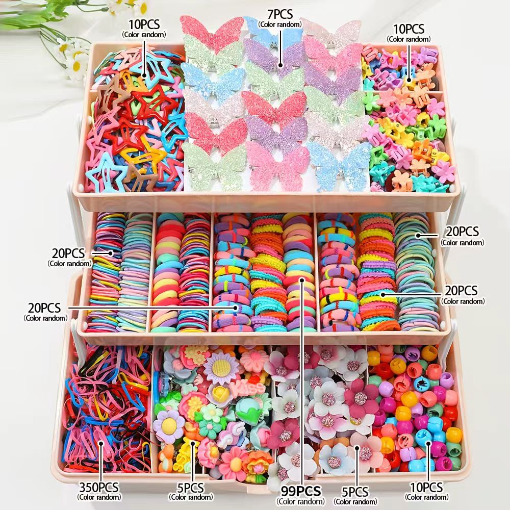 Clips para el cabello de niños, anillo para el cabello, clips para el cabello, caja de regalo, banda de correa de princesa, conjunto de peluquería, regalo diario para bebés