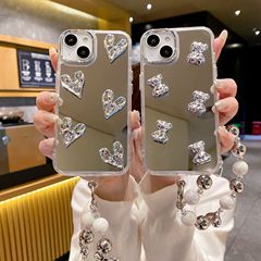 鏡面カップル携帯ケース14アップル16女性高級感暴力熊iPhone13愛ブレスレット保護カバー