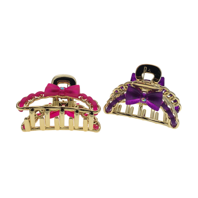 Recomendar 7cm estilo coreano de galvanoplastia de plástico de oro tres horquilla clip de agarre de cabeza de baño clip de dos yuanes tienda de accesorios de cabeza