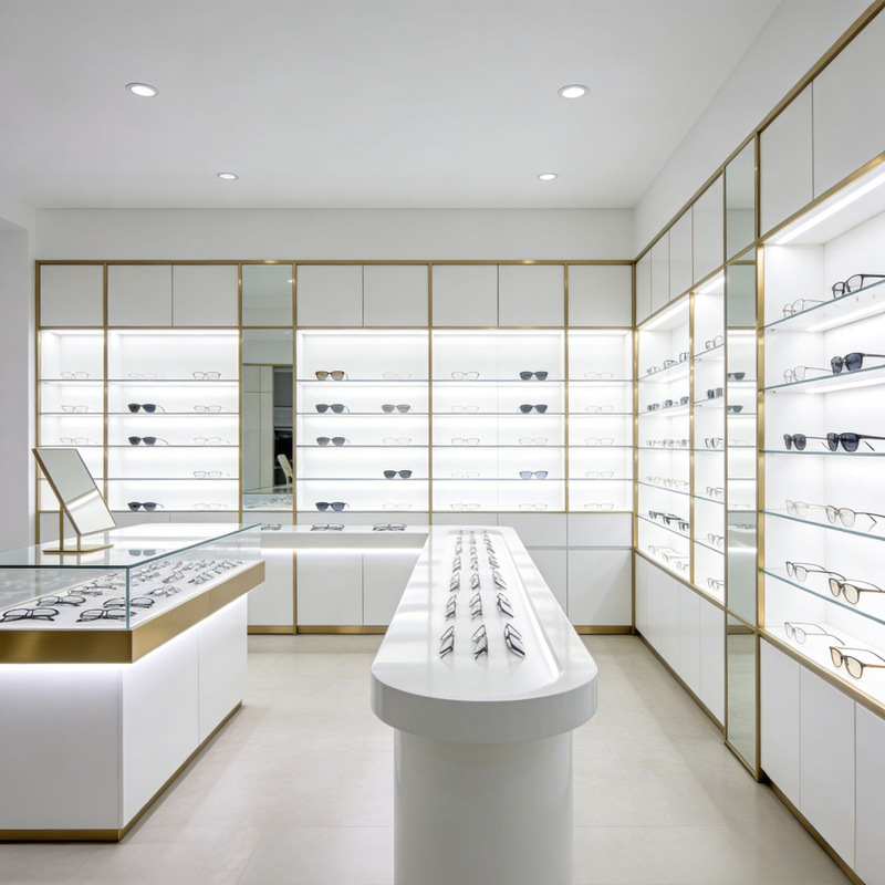 Painted Glass Display Stand, Special-Shaped Display Rack, High-End Silver Mirror Store Sample Display, Cultural Wall Customization Manufacturer