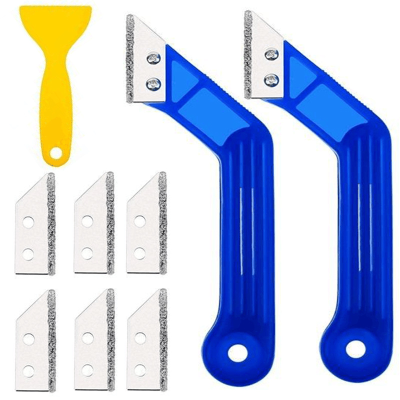 11件套缝隙清洁刮刀工具灌浆锯斜角刮耙地板瓷砖缝清理塑料刮板