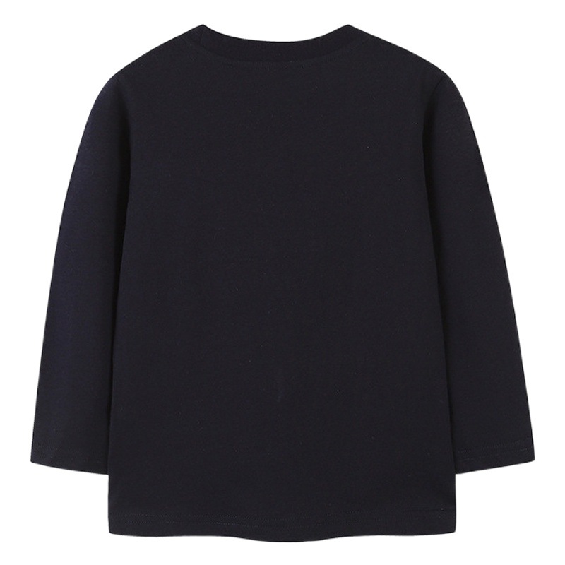 Camiseta de manga larga para niños de algodón europeo y americano otoño nueva tendenciayy astronauta planeta estampado top luminoso para niños