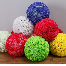 仿真花球送挂勾挂绳 婚庆绢花装饰商场塑料花球挂饰 无叶玫瑰花球