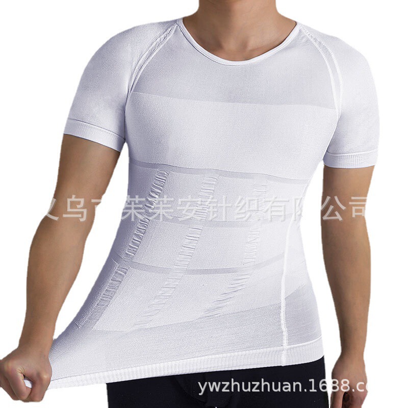 Manufacturers Cross-border New Chest Vest Seamless Breathable Sports Men's Body Shaping Clothes Compressed Abdominal Body Shaping Short-sleeved T