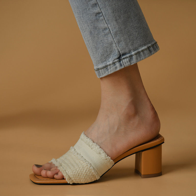 Very soft open toe high heel sandals for women outer wear thick heel sandals for women 2022 new summer women's shoes_voghion.com