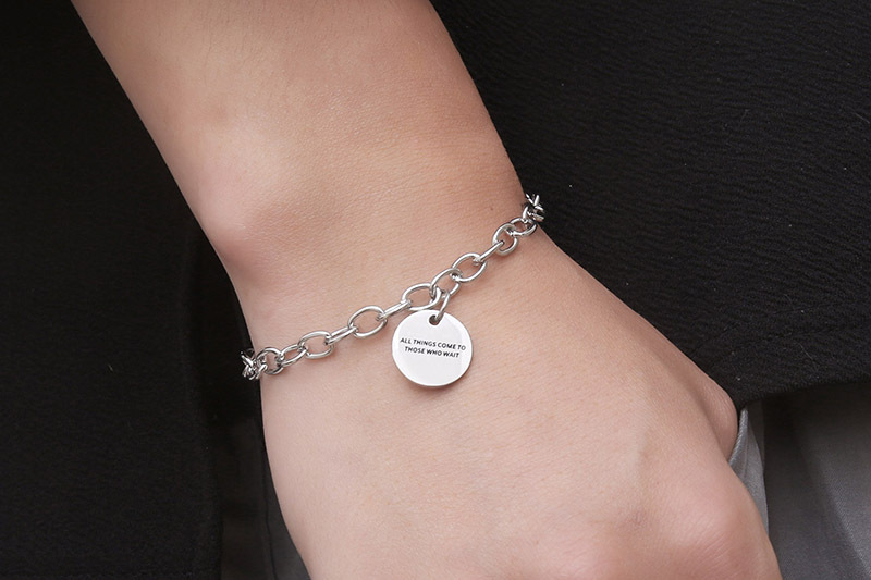 Simple Fashion Round Brand Letter Bracelet display picture 7