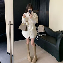 韩国东大门千金风毛呢外套女装斗篷式轻奢双面羊毛大衣纯色大翻领