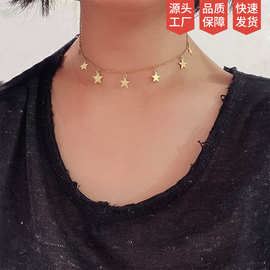 不锈钢金色银色星星蝴蝶项链波西米亚吊坠女式颈链欧美风个性风潮