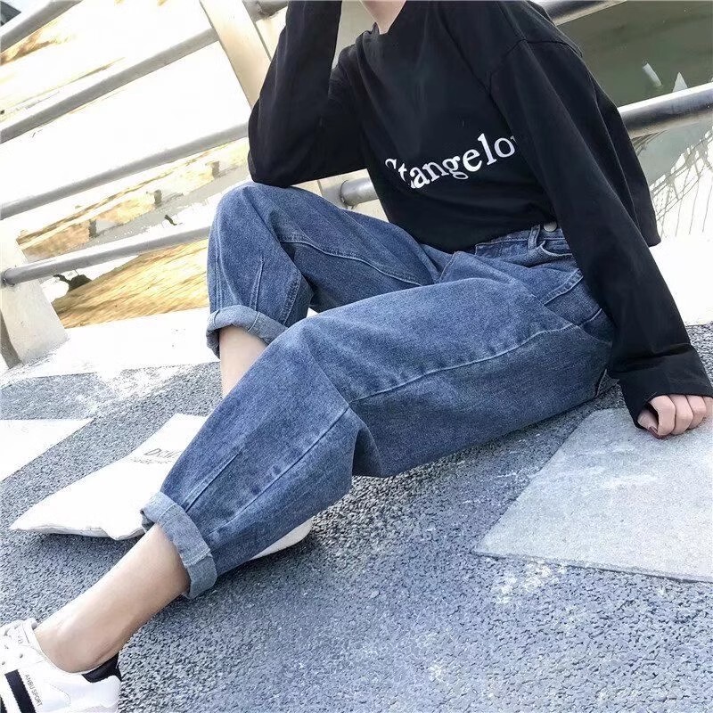 Plus Size Women's Jeans for Chubby Women 2025 Autumn Popular High-Waisted Slimming Loose Carrot Harem Elastic Waist Dad Pants