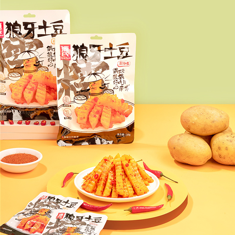 Genji Spicy Snacks Spicy Snacks Snacks Dormitories Satisfying Drama Potato Chips Wolf Tooth Potatoes Wholesale