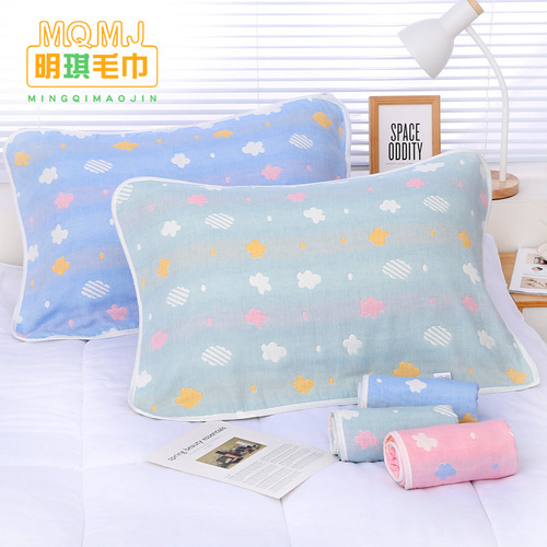 Six-layer gauze pure cotton face towels for adults and children, thick absorbent 100% cotton cartoon pillow covers, home use couple face towels