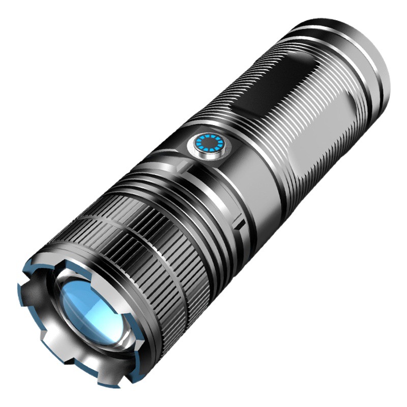 Linterna láser blanco tipo C carga rápida cola pantalla eléctrica telescópica zoom linterna emergencia al aire libre luz fuerte foco remoto