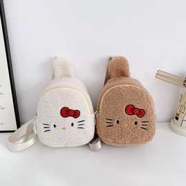 儿童包可爱秋冬卡通猫咪手提包毛绒手腕包熊包卡通逛街通勤小腰包