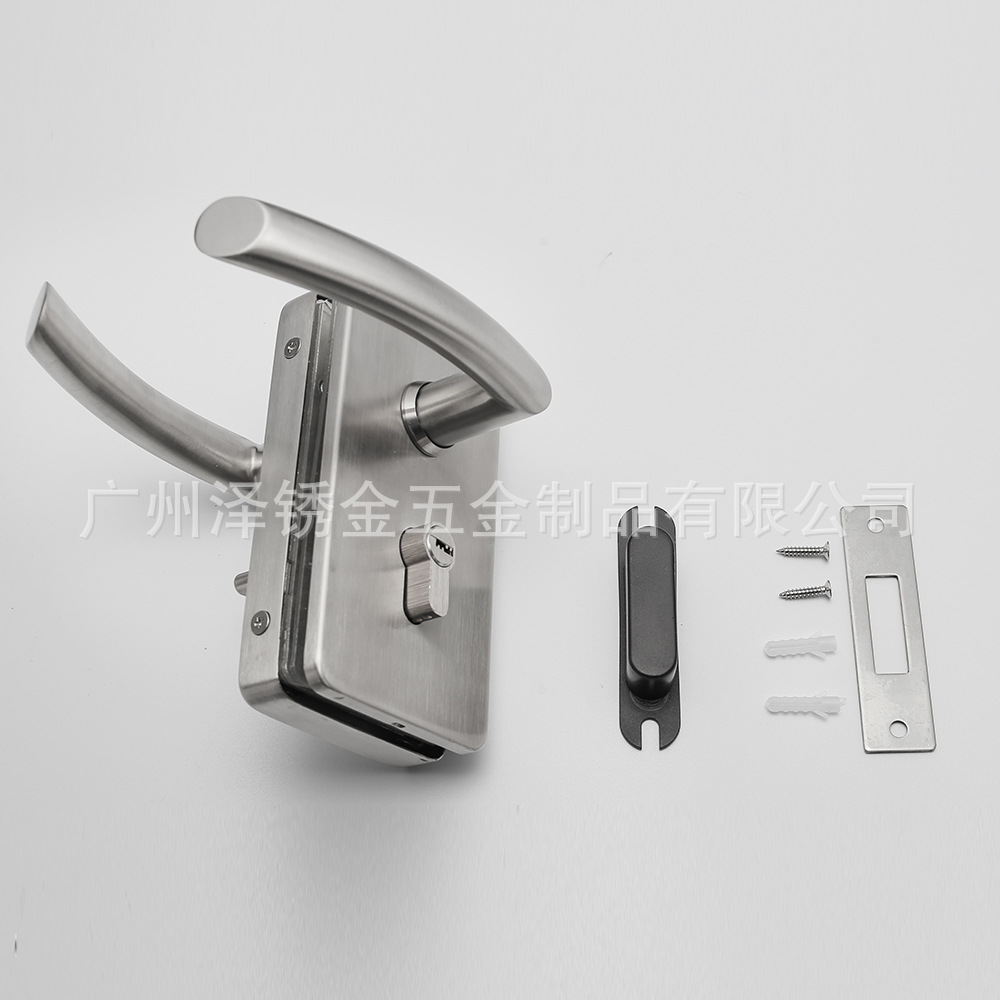 不鏽鋼玻璃門鎖 玻璃門執手鎖 無框門方形鎖 辦公室進出門大門鎖