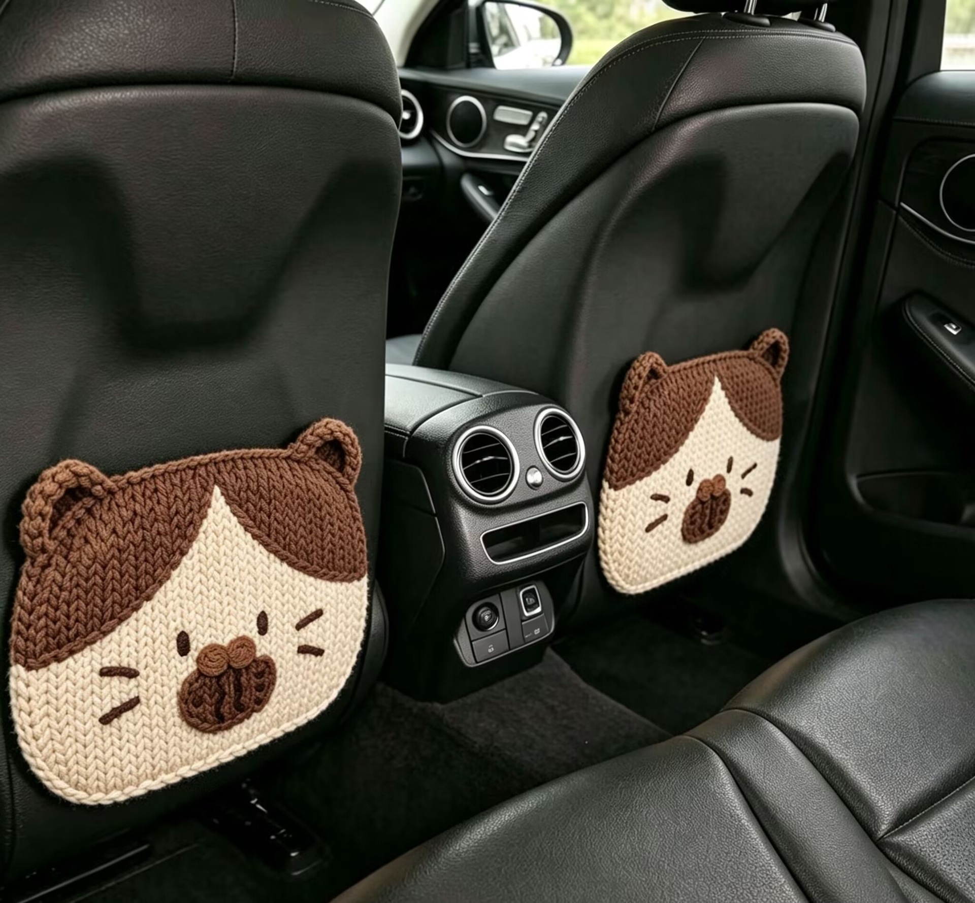 3D Printed Cute Cartoon Car Seat Back Anti-Kick Pad, Car Seat Back Anti-Dirt Pad, Bear, Cat, Crocodile