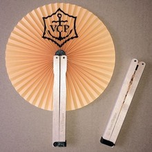 厂家直供木柄纸扇折扇木柄旅行扇广告扇子logo木柄圆形纸扇