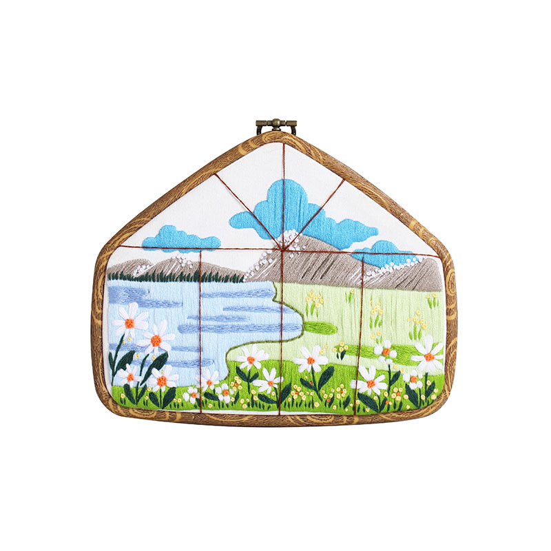 Paisaje bordado DIY material paquete hecho a mano flores y hierbas tela europea estereoscópico antiguo pinturas colgantes en inglés transfronterizo