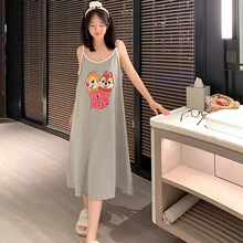 外贸夏季吊带睡裙卡通图案宽松休闲网红热销甜美连衣裙家居服