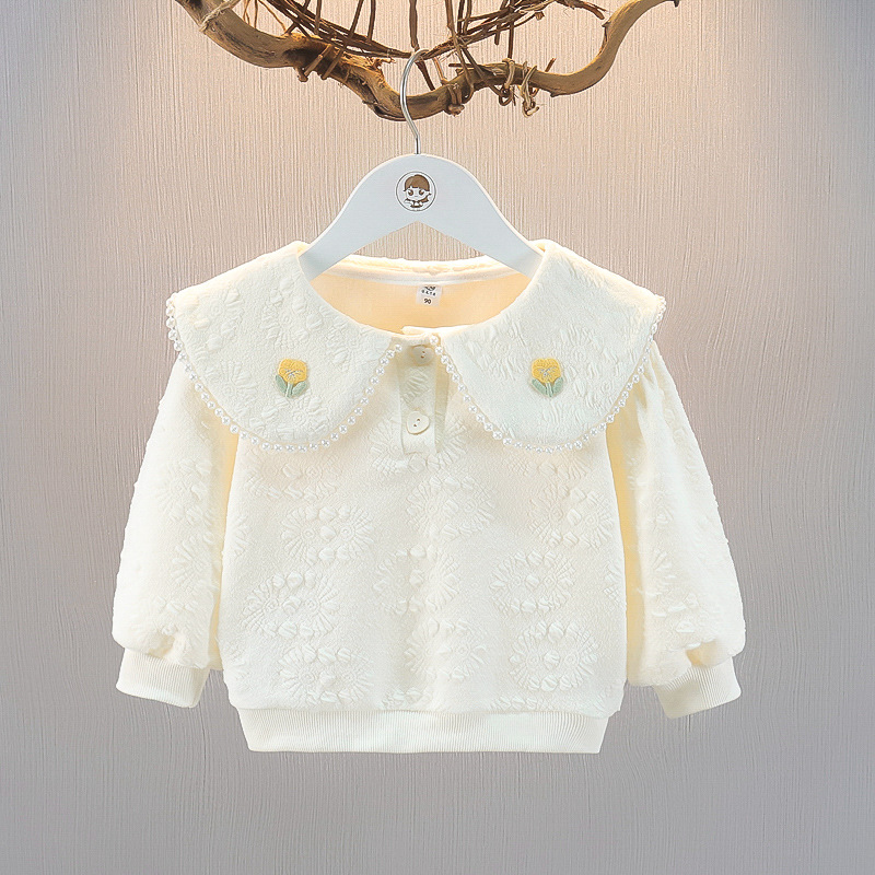 Girls' sweater spring clothes Western style baby tops 1-3 years old children's clothes spring and autumn coat children's bottoming shirt