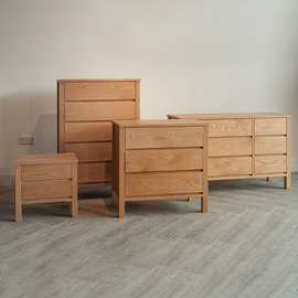 实木五斗柜卧室收纳柜北欧现代简约床边柜储物置物柜床头柜
