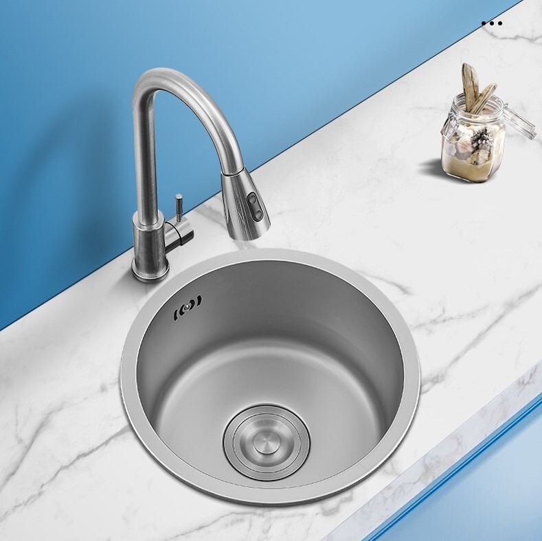 Bar Counter Round 304 Stainless Steel Sink Simple Light Mini Small Balcony Kitchen Convenient Vegetable Washing Basin Under Counter Bar Counter Round 304 Stainless Steel Sink Simple Light Mini Small Balcony Kitchen Convenient Vegetable Washing Basin Under Counter
