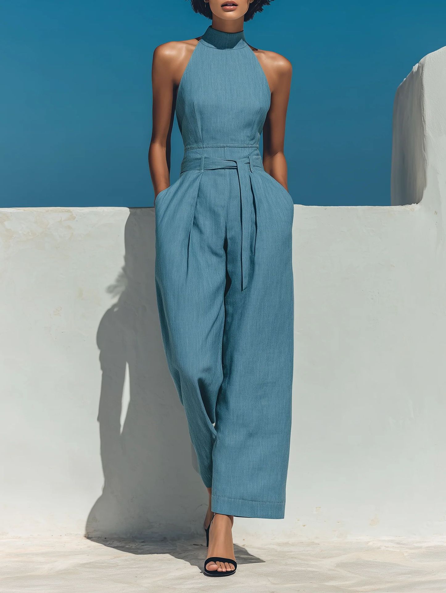 2026 nueva Europa y América Amazon transfronteriza ropa de mujer vestido de verano hombro sin mangas vestido de cintura