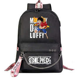 跨境卡通动漫海贼王韩版USB青少年学生书包男女休闲旅行双肩背包